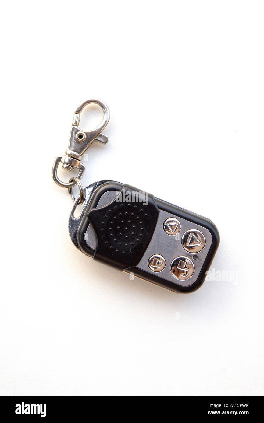 Automatic door remote with keychain isolated on a white background Stock Photo