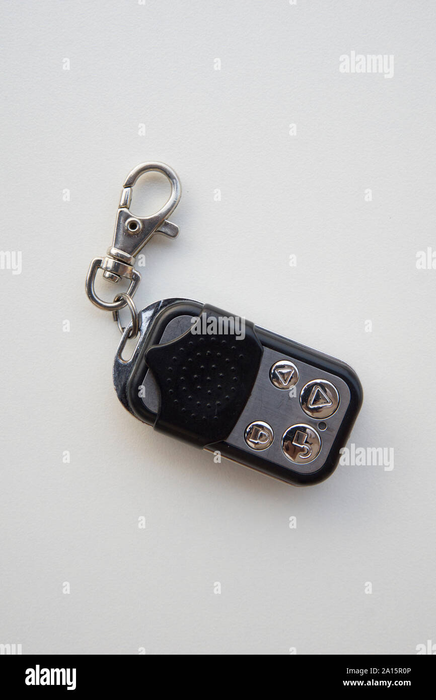 Automatic door remote with keychain isolated on a white background Stock Photo