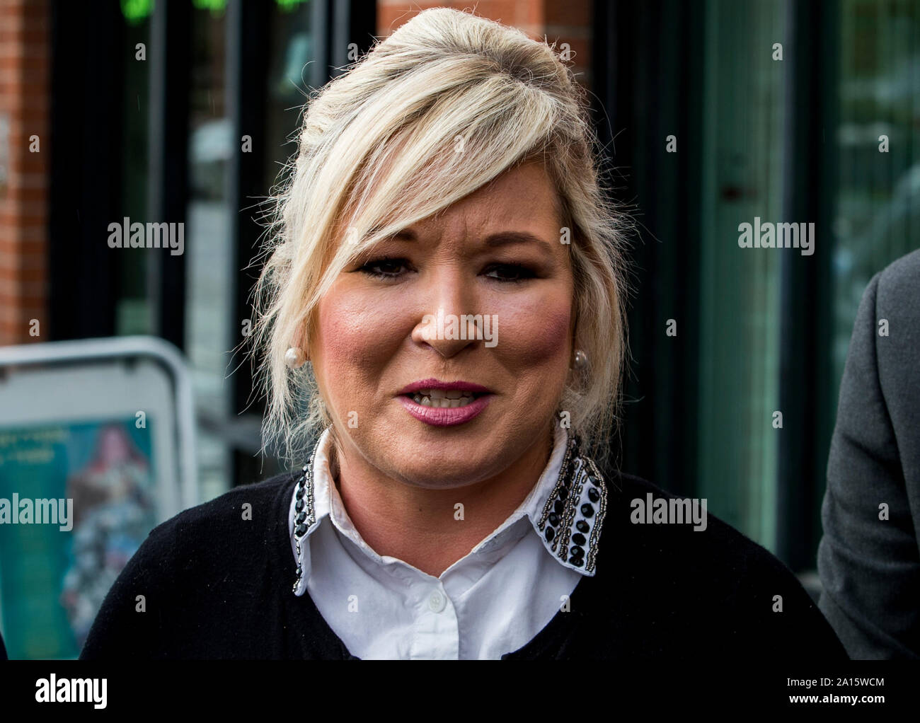 Sinn Fein Vice President Michelle O'Neill outside the party's headquarters in Belfast, as they react to the Supreme Court ruling that suspending Parliament was unlawful. Stock Photo