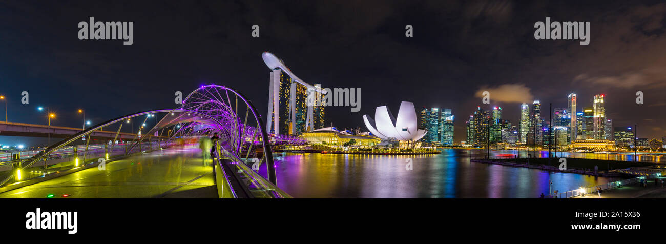 Skyline of Singapore with Marina Bay, Singapore Stock Photo