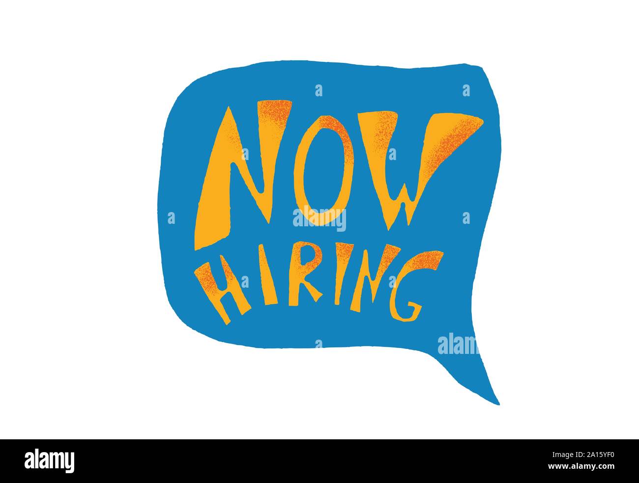 Now hiring lettering with bubble speech isolated on white background ...