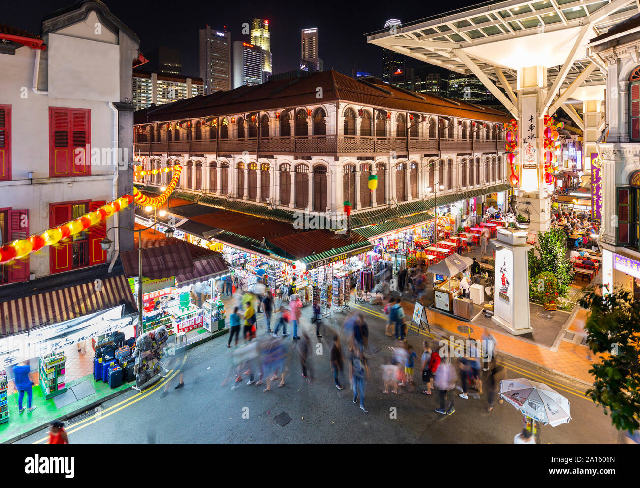 People at night at Chinatown Market, Singapore Stock Photo