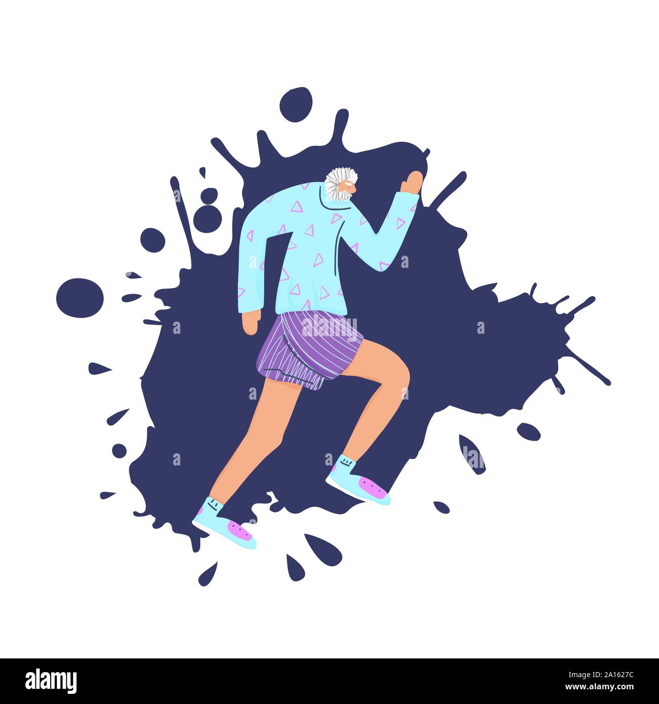 Senior runners. Old person jogging isolated. Vector design. Stock Vector