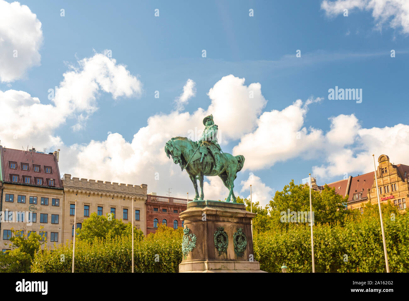 Sweden, Malmo, Karl X Gustav statue in town square Stock Photo Alamy