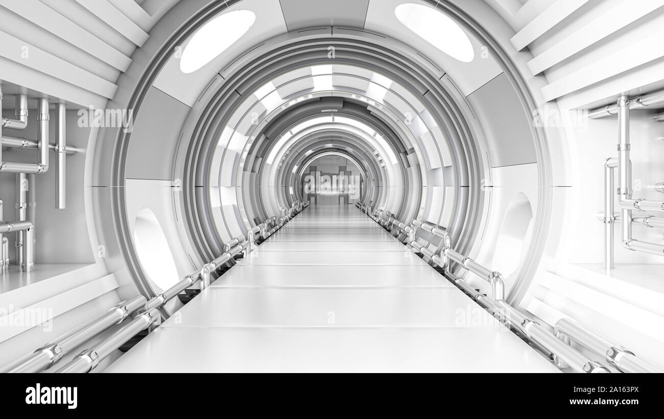 Rendering of a futuristic tunnel Stock Photo