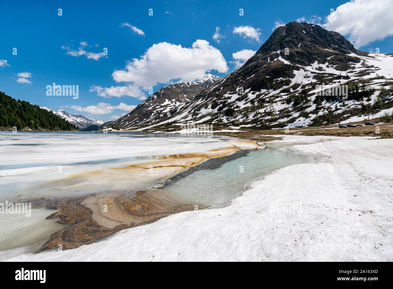 Scenic view of Obersee lake in Defereggen Valley, East Tyrol, Austria Stock Photo