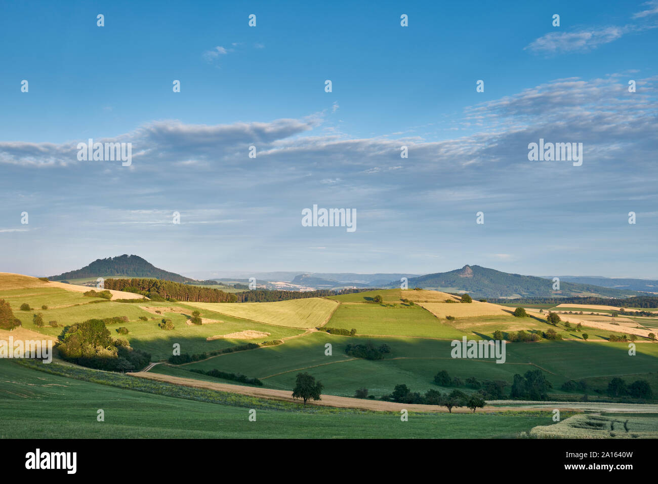 View over Volcanic Landscape Hegau, Germany Stock Photo