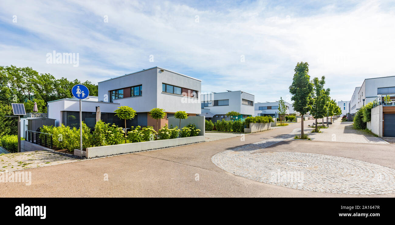 Germany, Baden-Wurttemberg, Esslingen, New energy efficient residential houses Stock Photo