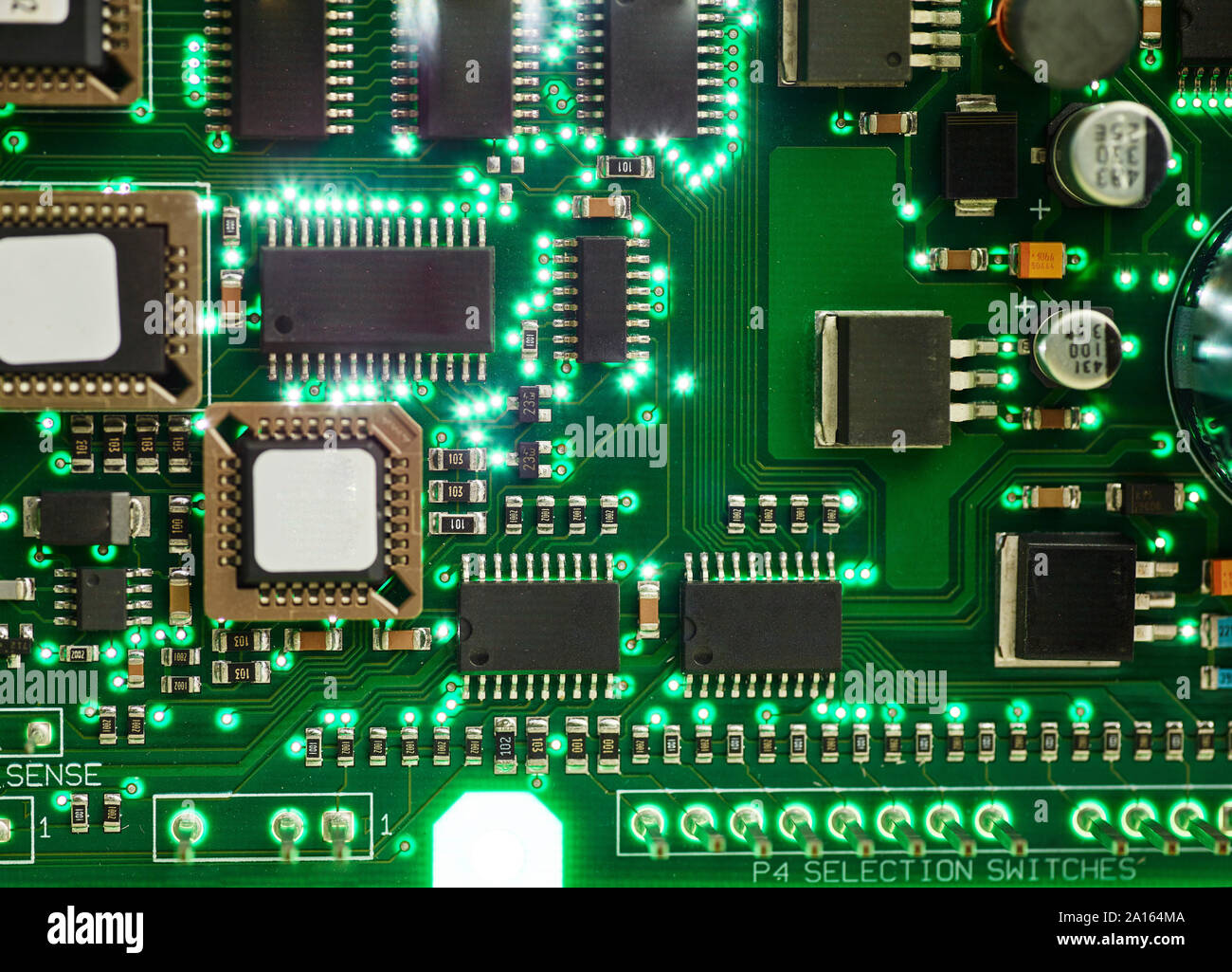 Circuit board with electronic components Stock Photo