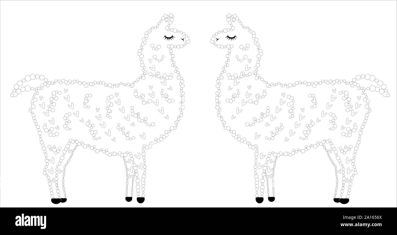 Coloring Page Of Cartoon Lama Lama Coloring For Adults And Children Stock Vector Image Art Alamy