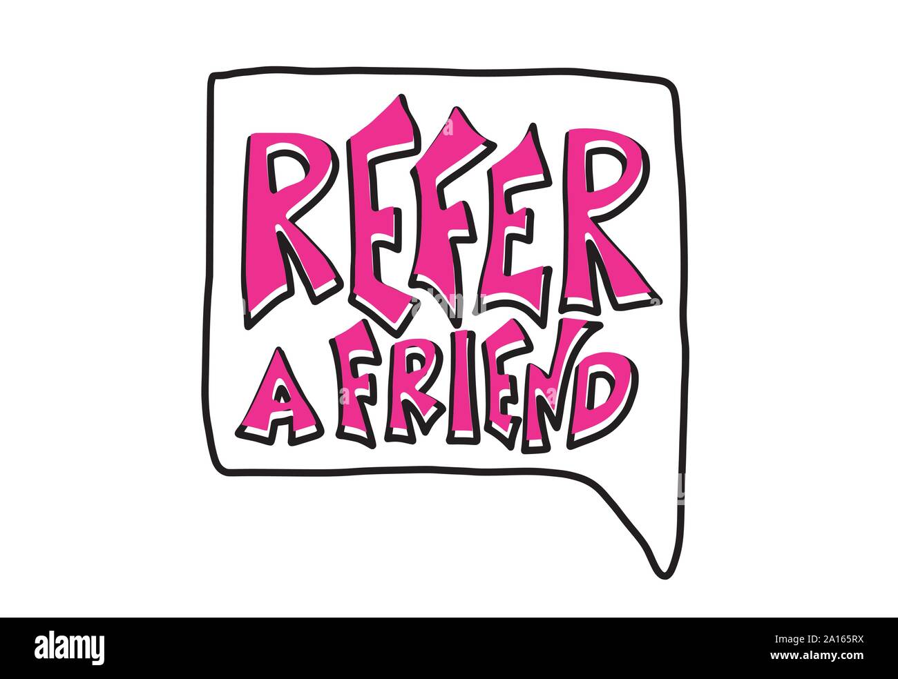 Refer a friend message. Poster template with quote and speech bubble