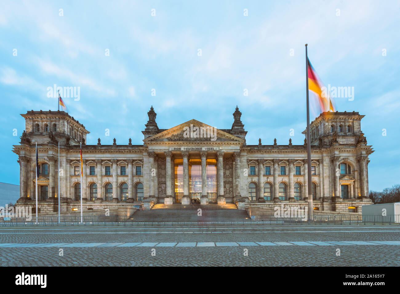 Reichstag building at dusk, Berlin, Germany Stock Photo