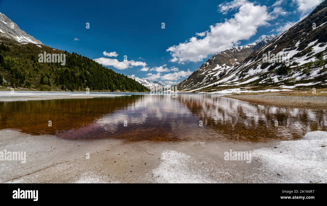 Scenic view of Obersee lake in Defereggen Valley, East Tyrol, Austria Stock Photo