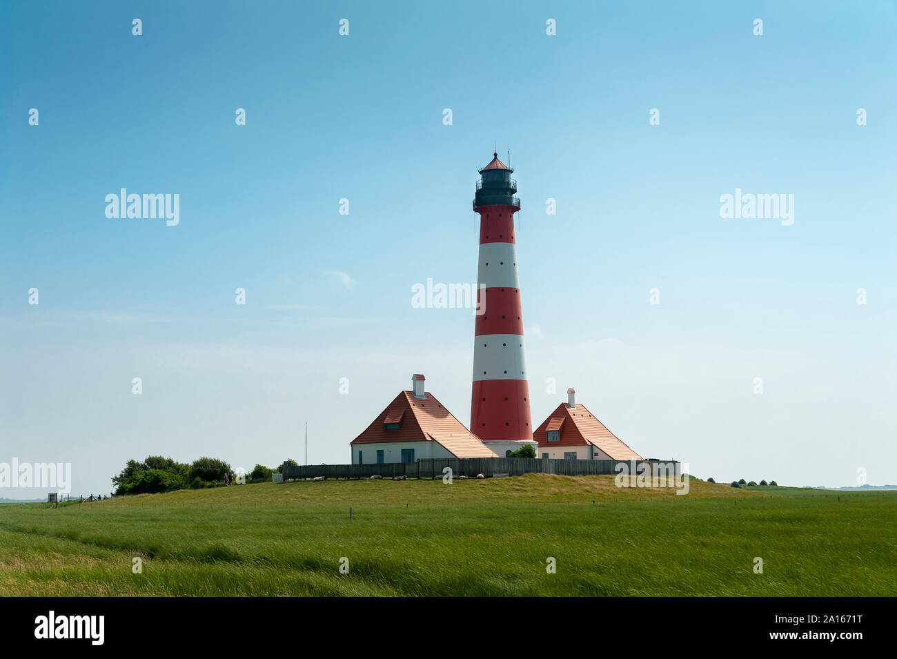 Germany, Schleswig-Holstein, Westerhever, Westerheversand Lighthouse Stock Photo