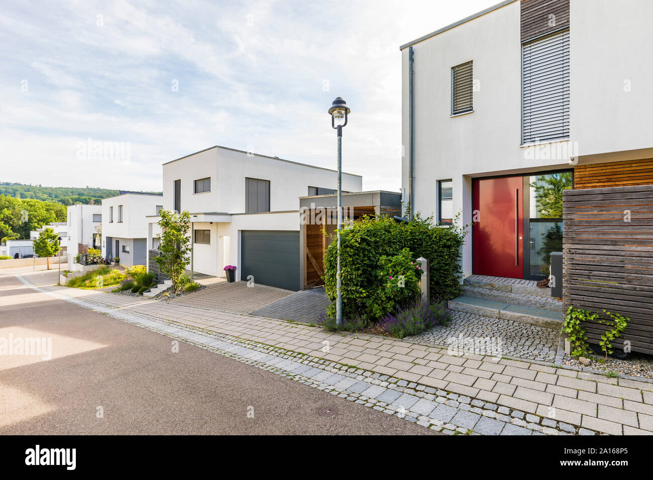 Germany, Baden-Wurttemberg, Esslingen, New energy efficient residential houses Stock Photo