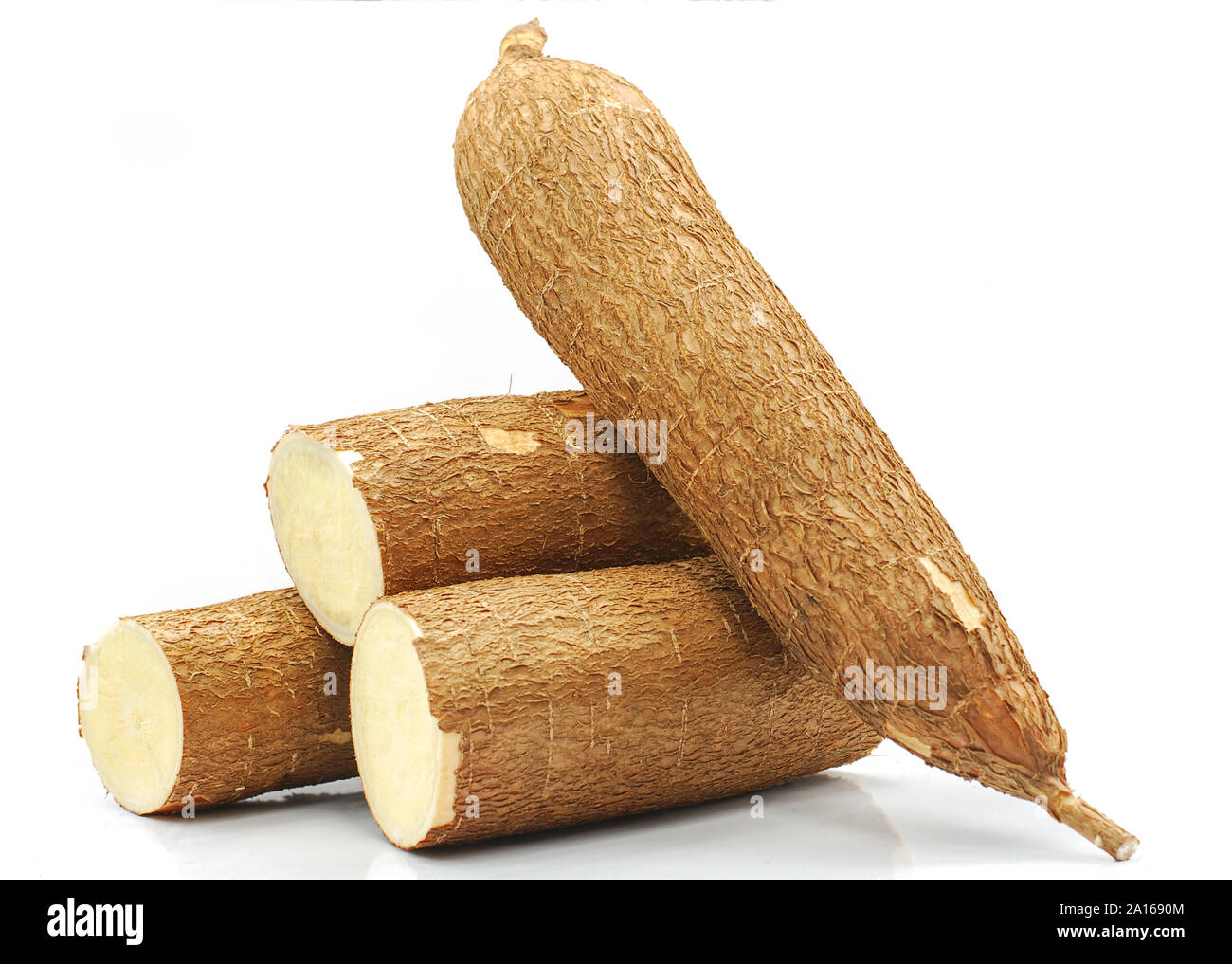 Fresh cassava root isolated on white background Stock Photo