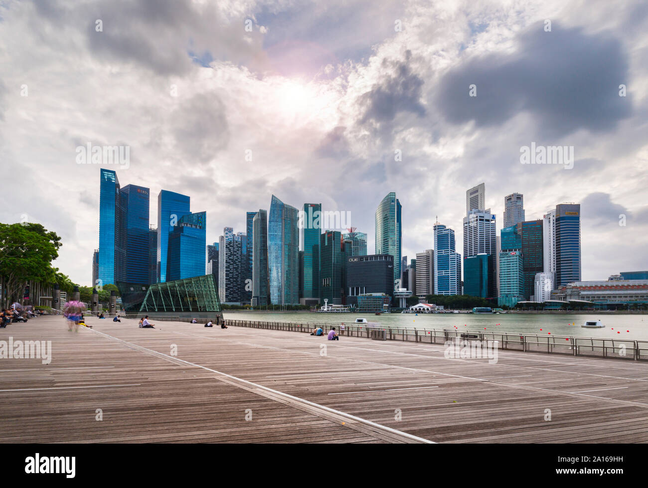 Skyline of Financial District and Marina Bay, Singapore Stock Photo