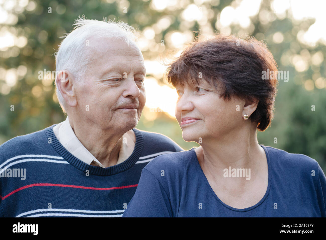 Portrait of senior couple looking at each other Stock Photo