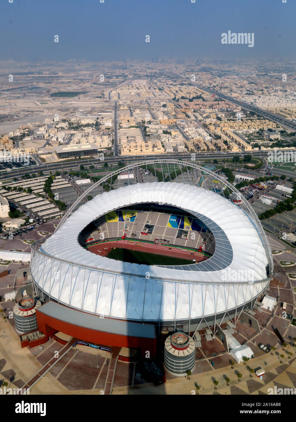 A general view of the Khalifa International Stadium ahead of the 2019 ...