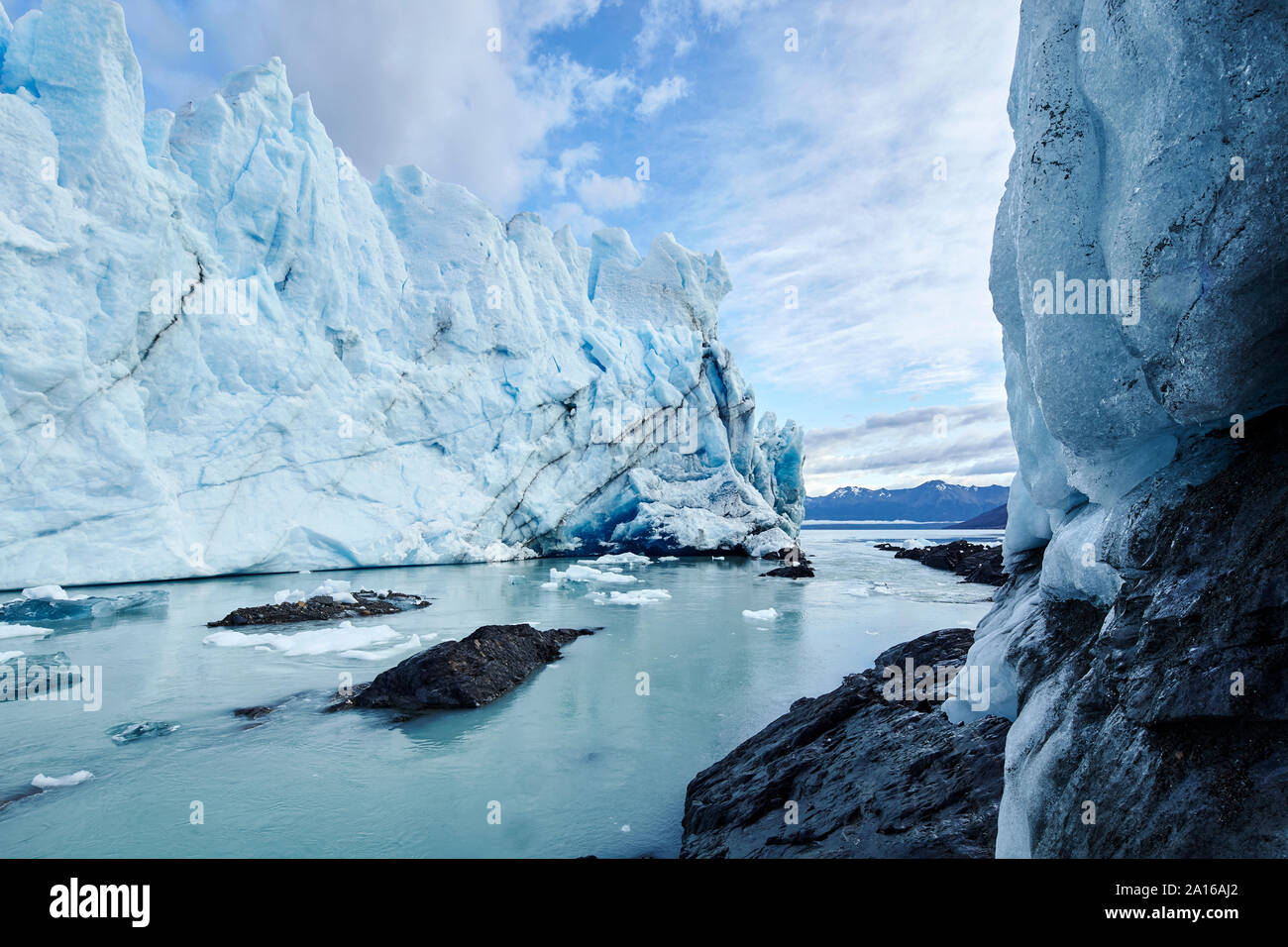 Front of Perito Moreno Glacier, Canal de los Tempanos, Los Glaciares National Park, Patagonia, Argentina Stock Photo
