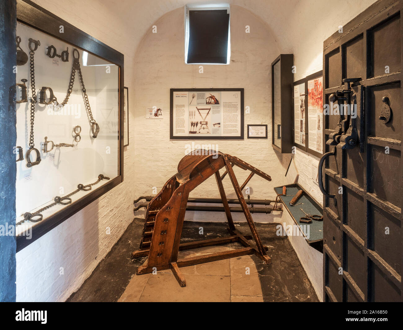 Birching exhibit at the Prison and Police Museum in Ripon North Yorkshire England Stock Photo