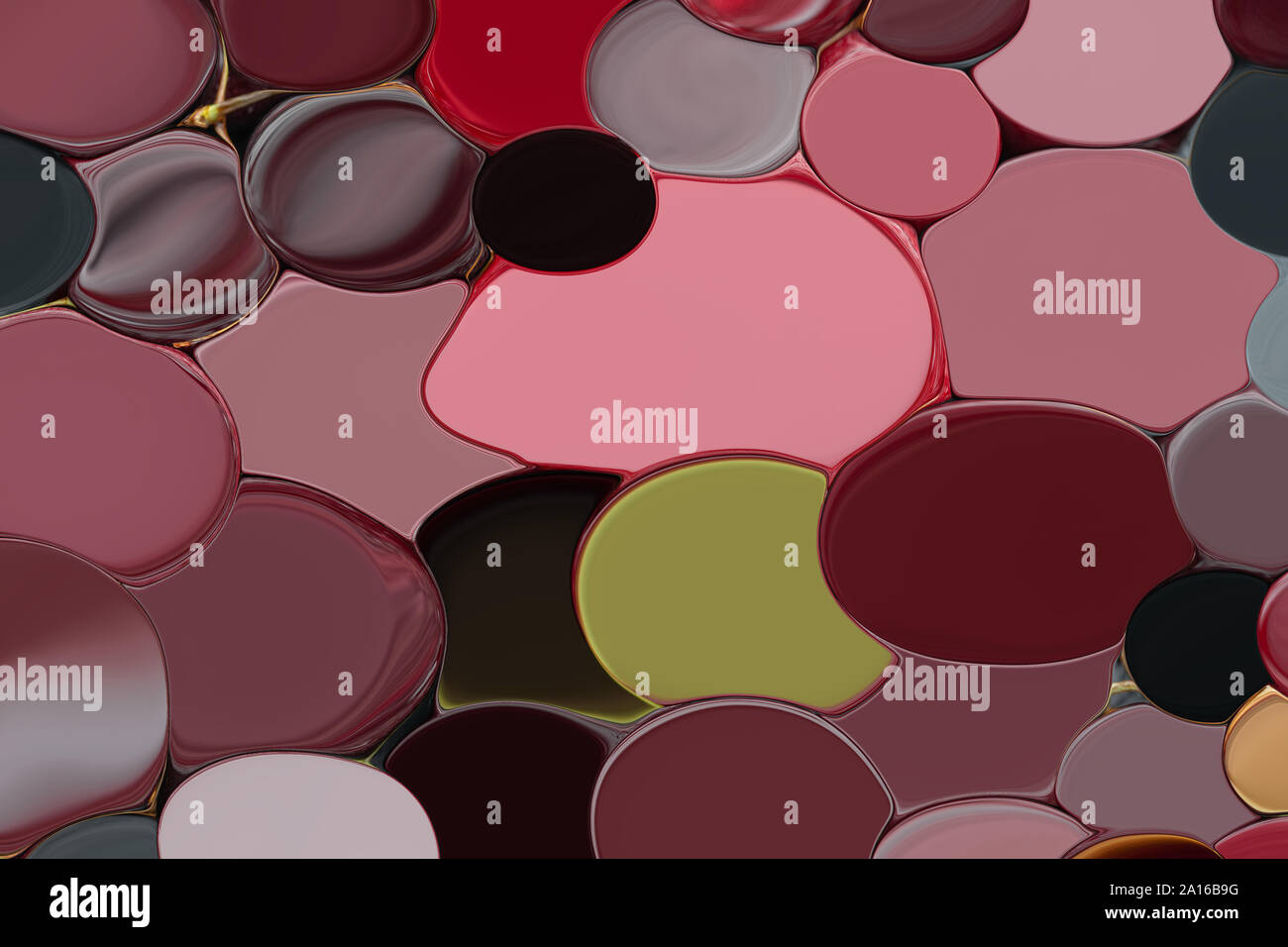 texture of red, pink, dark red and colored circles and ovals with clear borders. Stock Photo