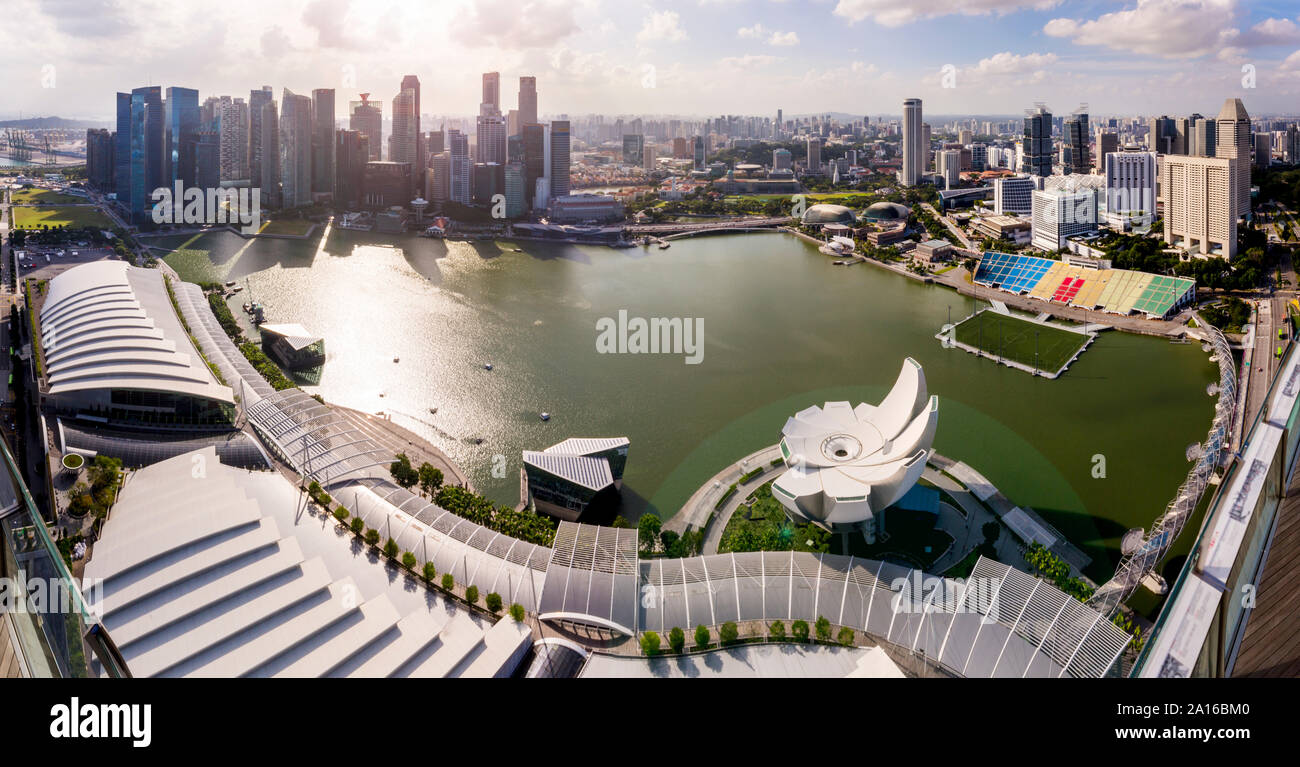 Skyline Financial District, Marina Bay Esplanade and Bayfront, Singapore Stock Photo