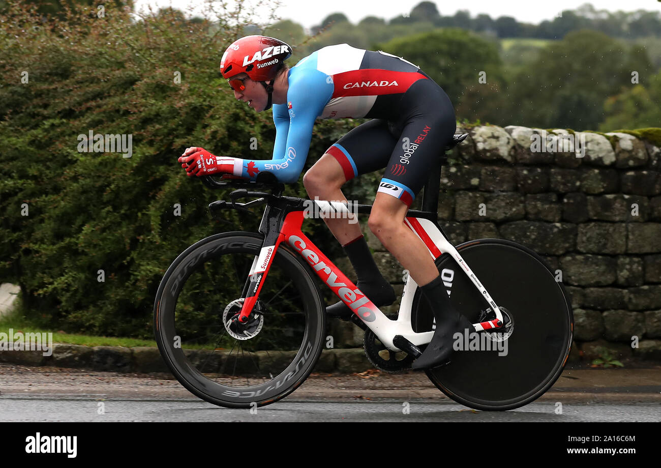 Canada's Ben Katerberg during the Men's U23 Individual Time Trial, Ripon to Harrogate. PA Photo. Picture date: Tuesday September 24, 2019. See PA story CYCLING World. Photo credit should read: Bradley Collyer/PA Wire. RESTRICTIONS: No use with unauthorised audio, video, data, fixture lists, club/league logos or 'live' services. Online in-match use limited to 120 images, no video emulation. No use in betting, games or single club/league/player publications. Stock Photo