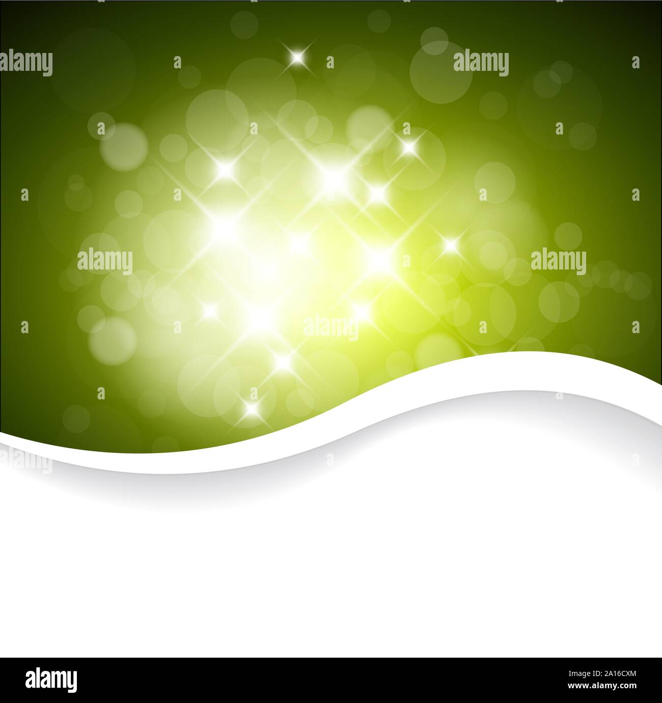 Vector Green background with white lights and place for your text Stock Vector