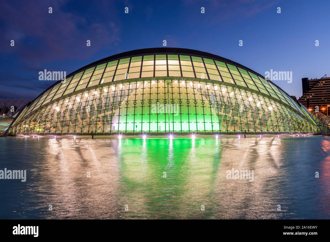 L'Hemisferic planetarium, City of Arts and Sciences or Ciudad de las Artes y las Ciencias, Valencia, Comunidad Valenciana, Spain Stock Photo