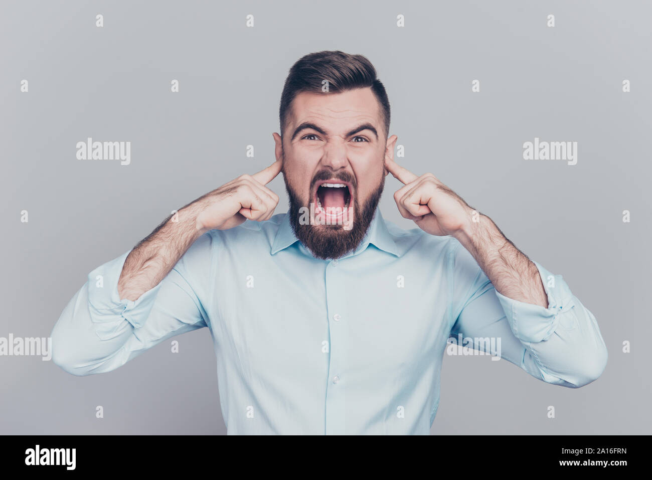 Angry man shouting stop hi-res stock photography and images - Alamy