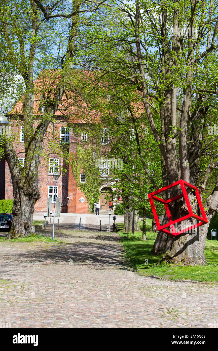 Cubes and Trees, by HD Schrader, Agathenburg Castle, Agathenburg, near Stade, Lower Saxony, Germany, Europe Stock Photo