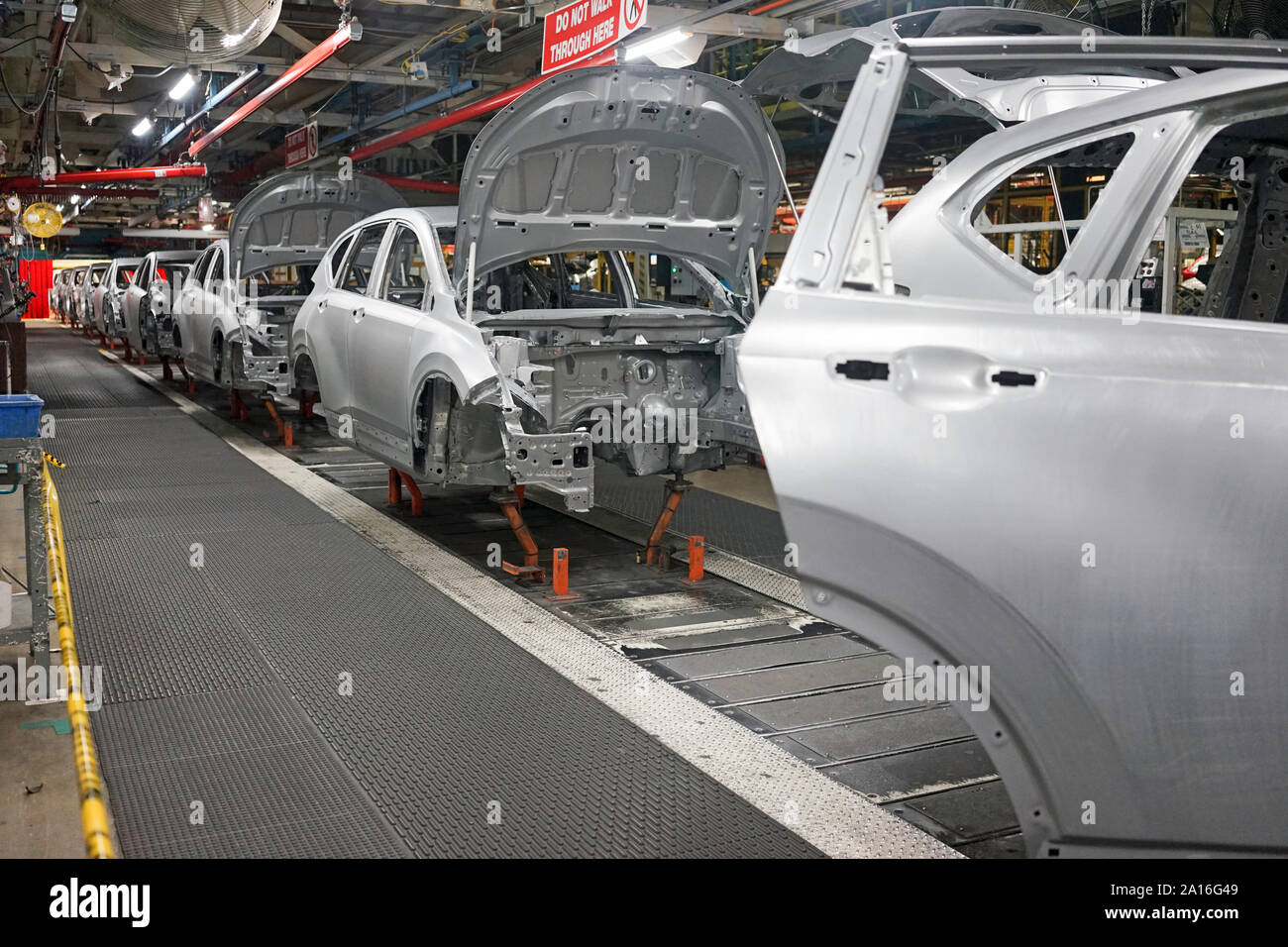 Assembly Line of production of Civic and SUV cars at Honda factory in Alliston, Ontario, Canada, North America Stock Photo