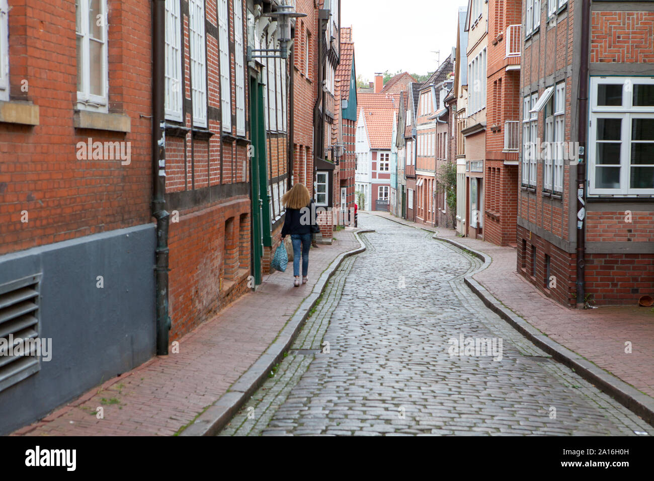 Narrow alley, Stade, Lower Saxony, Germany, Europe Stock Photo