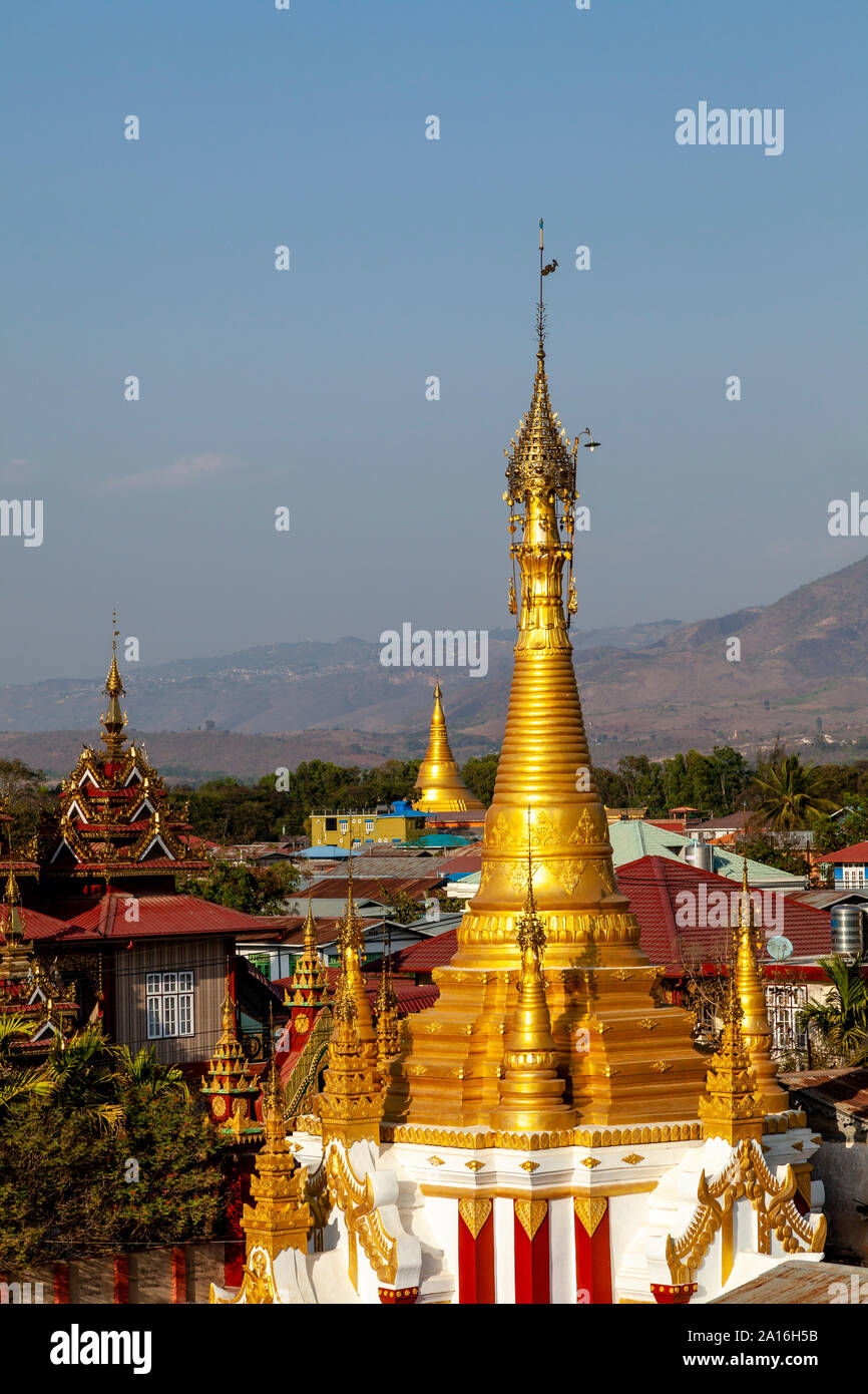 An Elevated View Of The Town Of Nyaung Shwe, Lake Inle, Shan State, Myanmar Stock Photo