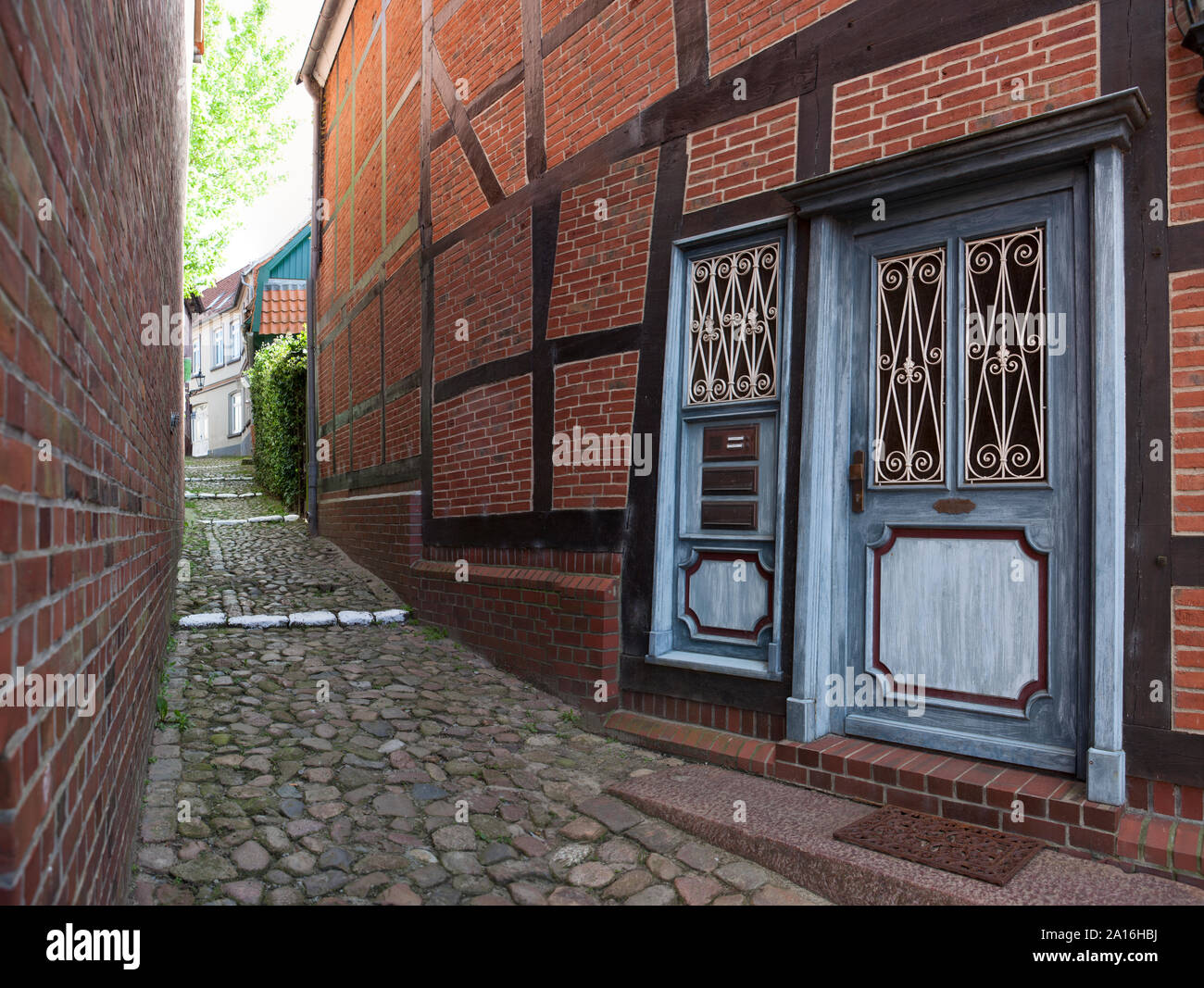 Narrow alley, Stade, Lower Saxony, Germany, Europe Stock Photo