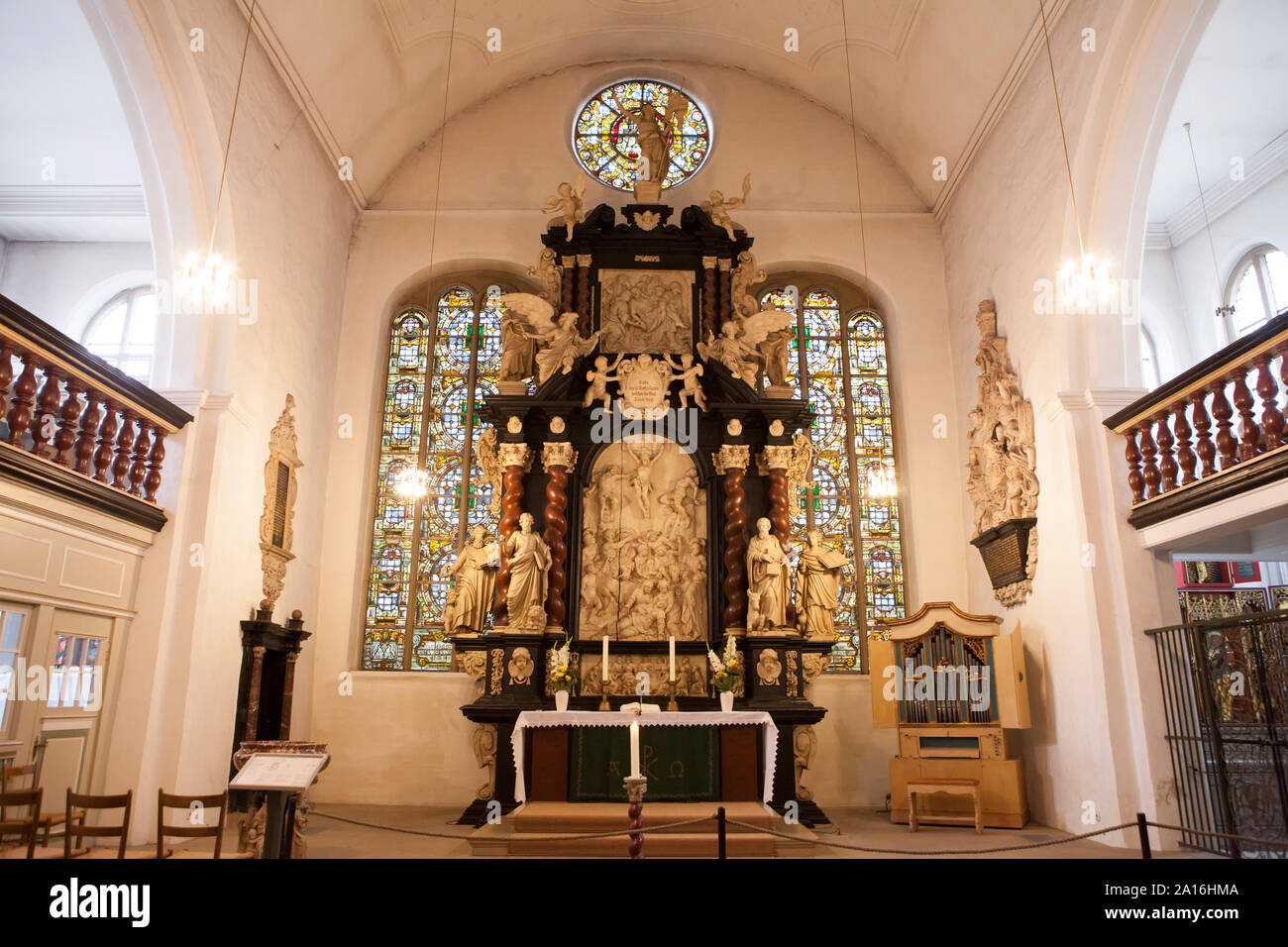 Baroque altar by Christian Precht, 1677,  St. Cosmae-Church, Stade, Lower Saxony, Germany, Europe Stock Photo