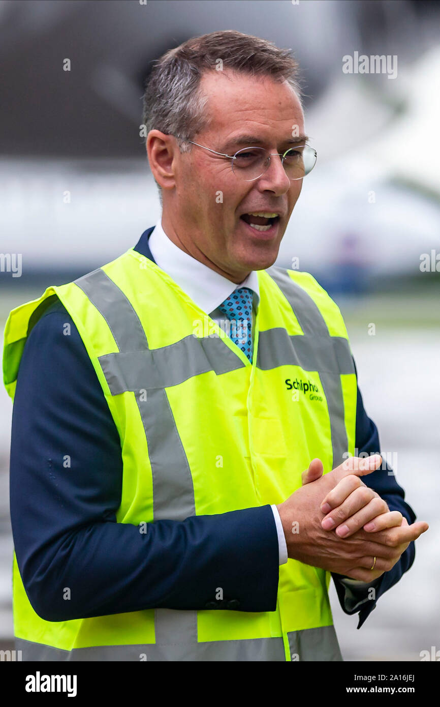 Schiphol, Netherlands. 24th Sep, 2019. SCHIPHOL, 24-09-2019, Schiphol opens fully autonomous passenger passengers tunnel. KLM managing director CEO Rene de Groot Credit: Pro Shots/Alamy Live News Stock Photo