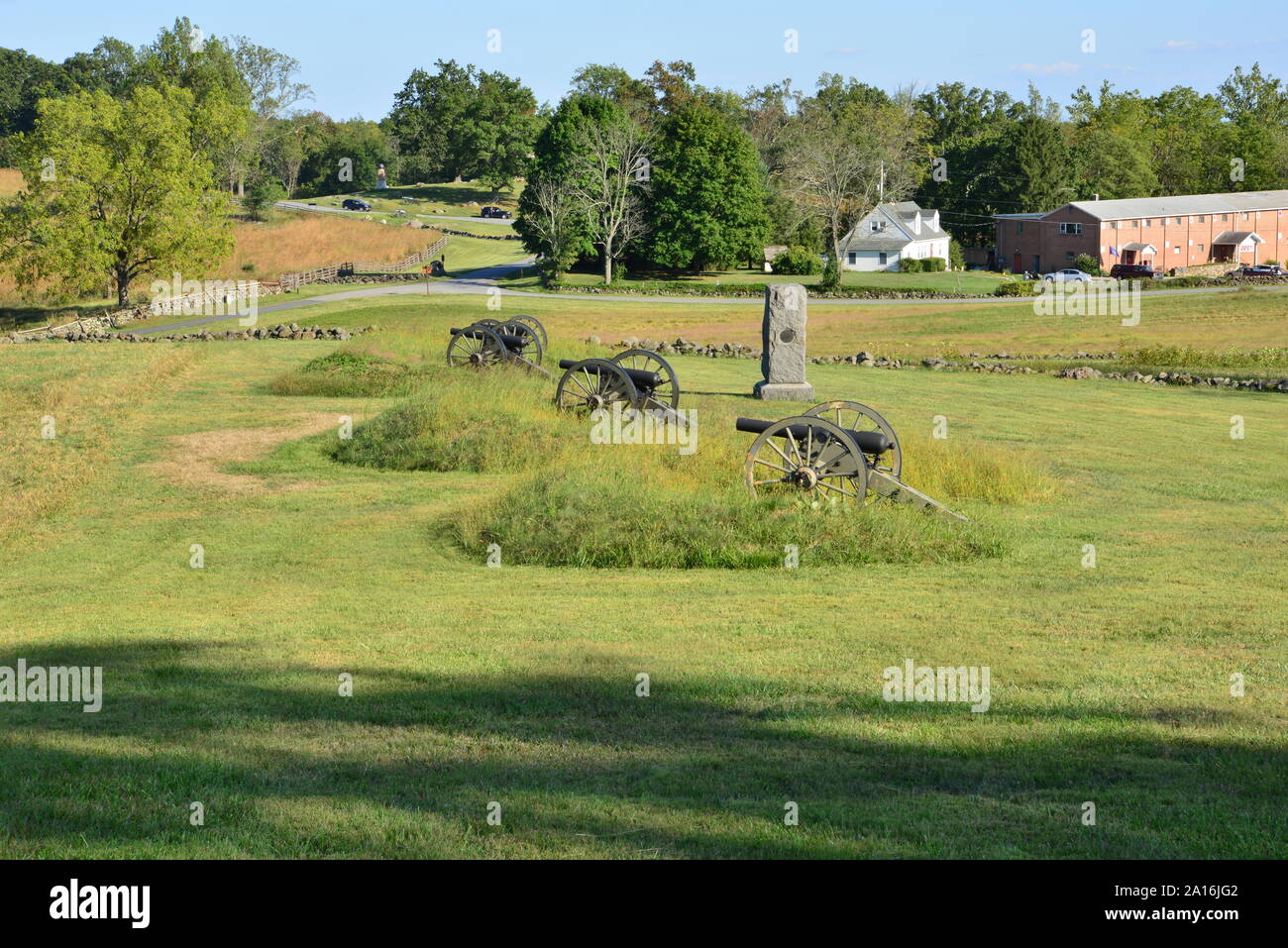 Cemetery hill at Gettsyburg the sight of the battle that took place from July 1-3 1863. Stock Photo