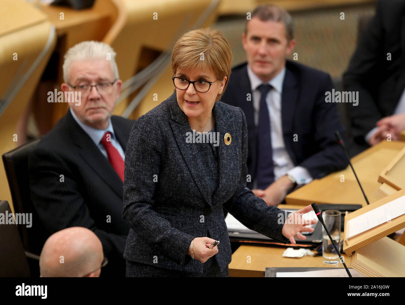 First Minister Nicola Sturgeon delivers her statement, in response to the Supreme Court ruling, at the Scottish Parliament, Edinburgh. Stock Photo