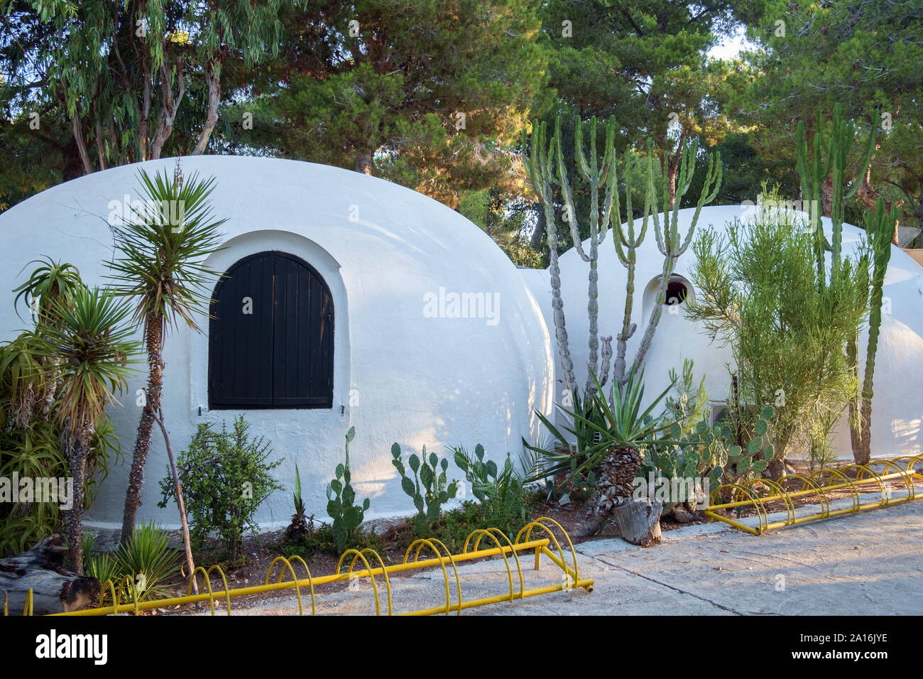 Favignana island, sicily, Italy, August 2019. View of a camp site with some bungalows. Stock Photo