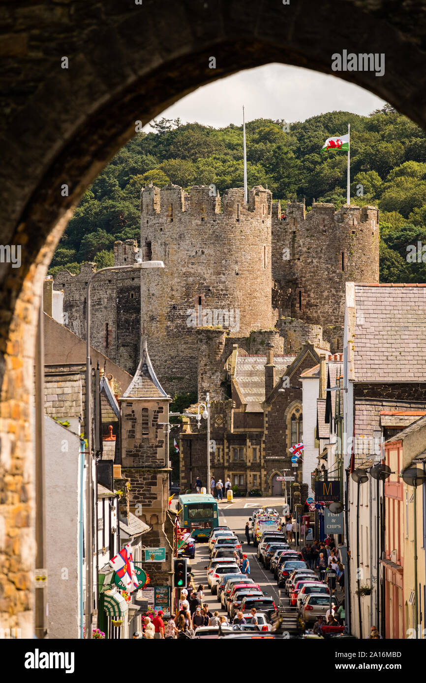 The historic castle and town  of Conwy, [Conway] Gwynedd, north Wales UK Stock Photo
