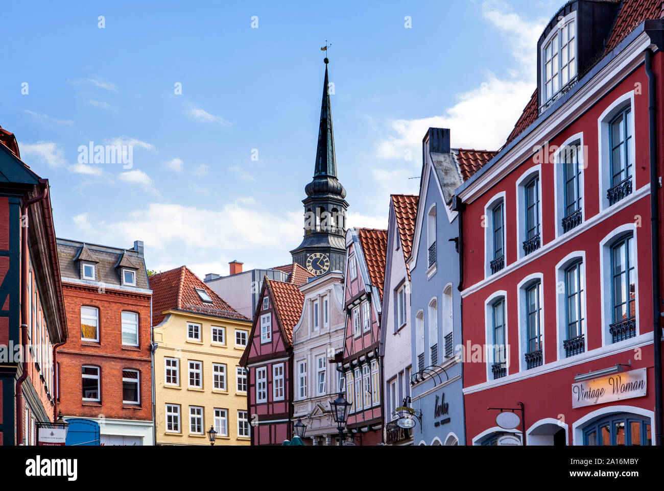 Timber-framed houses at the old Hanseatic harbour, Stade, Lower Saxony, Germany, Europe Stock Photo