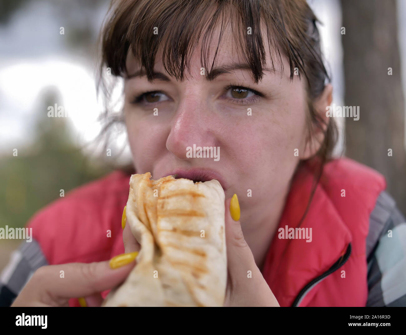 Young Woman Eating Fast Food Not Healthy Food Unhealthy Food Stock young-woman-eating-fast-food-not-healthy-food-unhealthy-food-stock