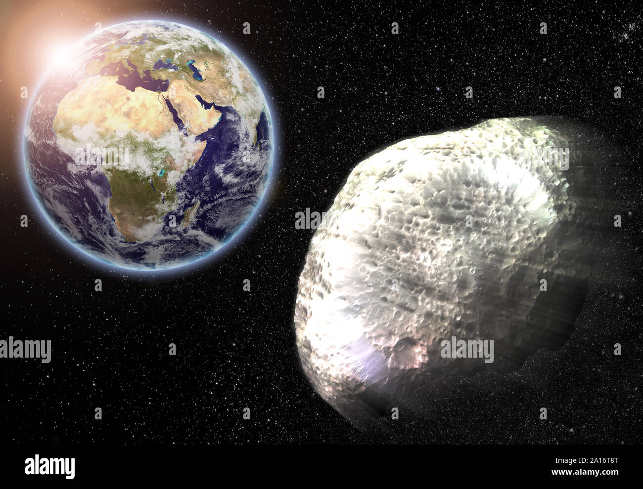 Meteorit, asteroid direction Earth - Elements of this image furnished by NASA Stock Photo