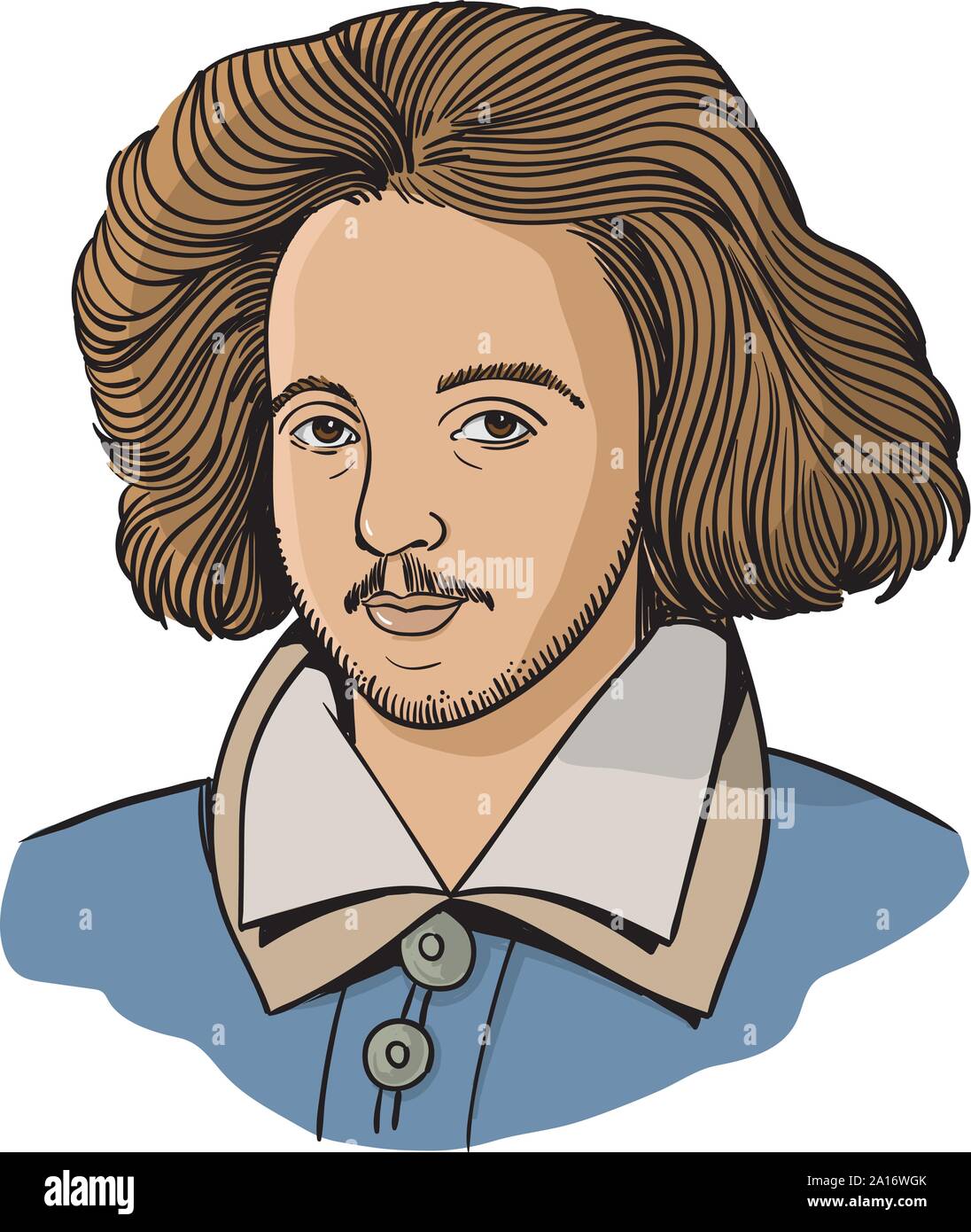 Christopher Marlowe isolated portrait, vector Stock Vector