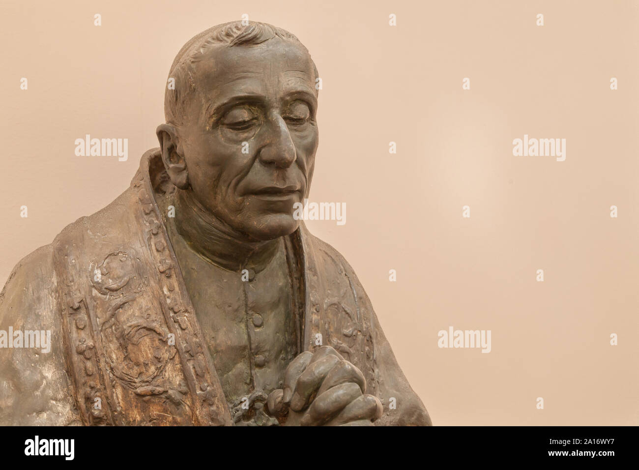 Exhibit at Museo Pietro Canonica a Villa Borghese, Rome, Italy. Pope Benedict XV. Study of a detail for the 1928 marble-and-bronze monument (Rome, St. Stock Photo