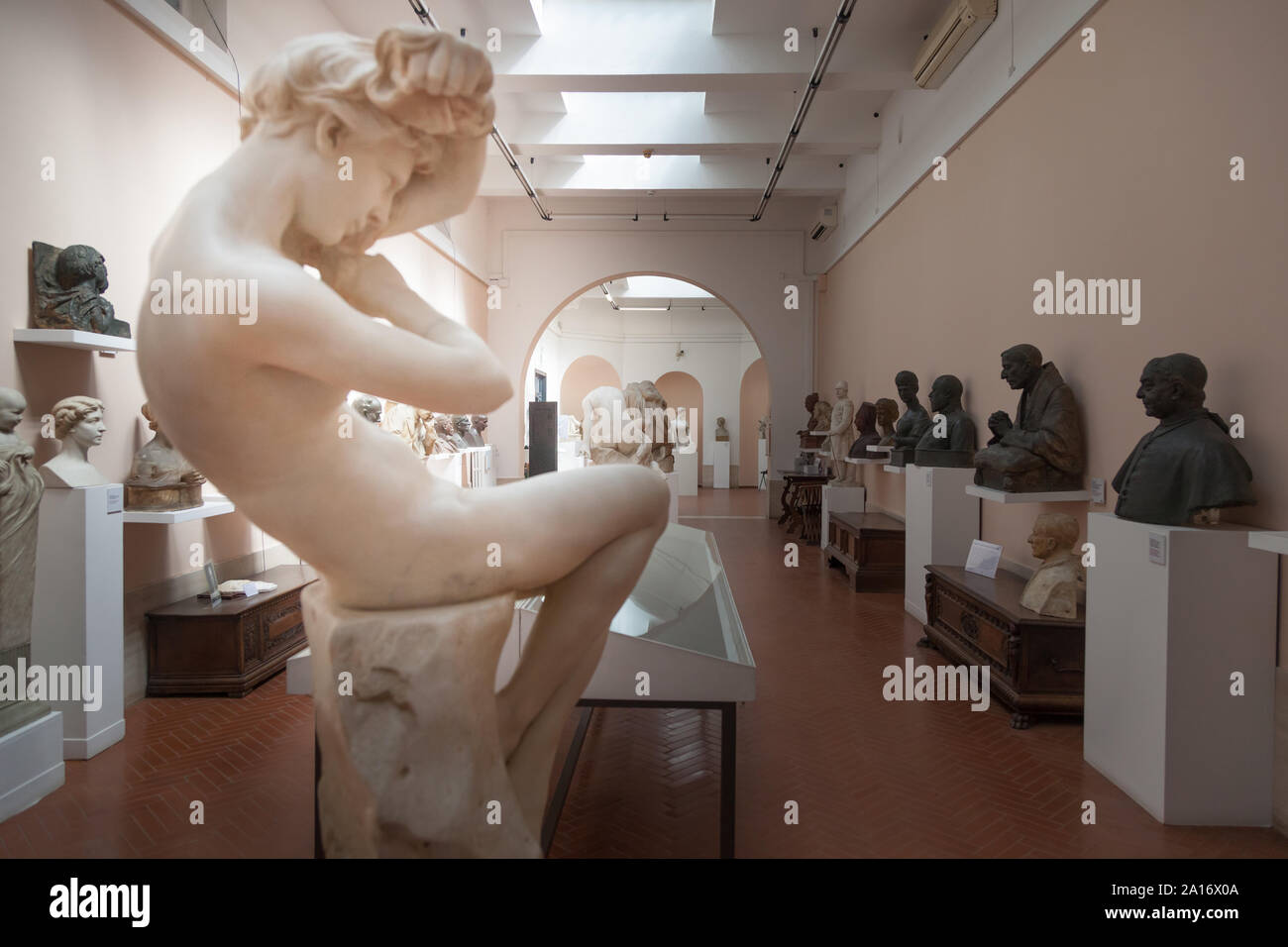 Sculpture 'Pudore'  at Museo Pietro Canonica a Villa Borghese, Rome, Italy Stock Photo