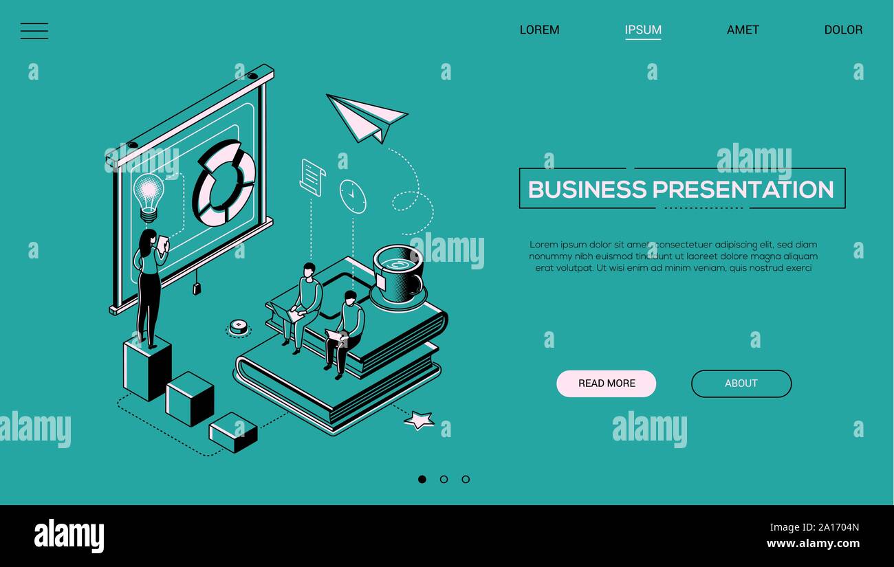 Business presentation - line design style isometric web banner Stock ...