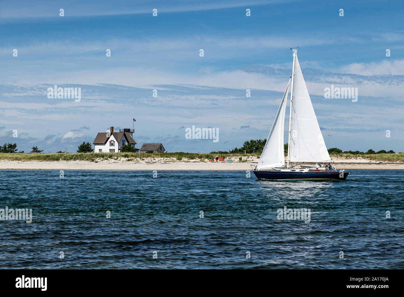 Stage Harbor Lighthouse, Chatham, Cape Cod, Massachusetts, USA. Also